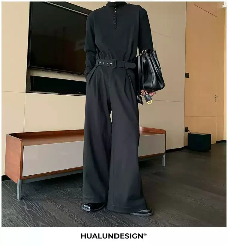 Hua Buckled Belted Straight Trousers