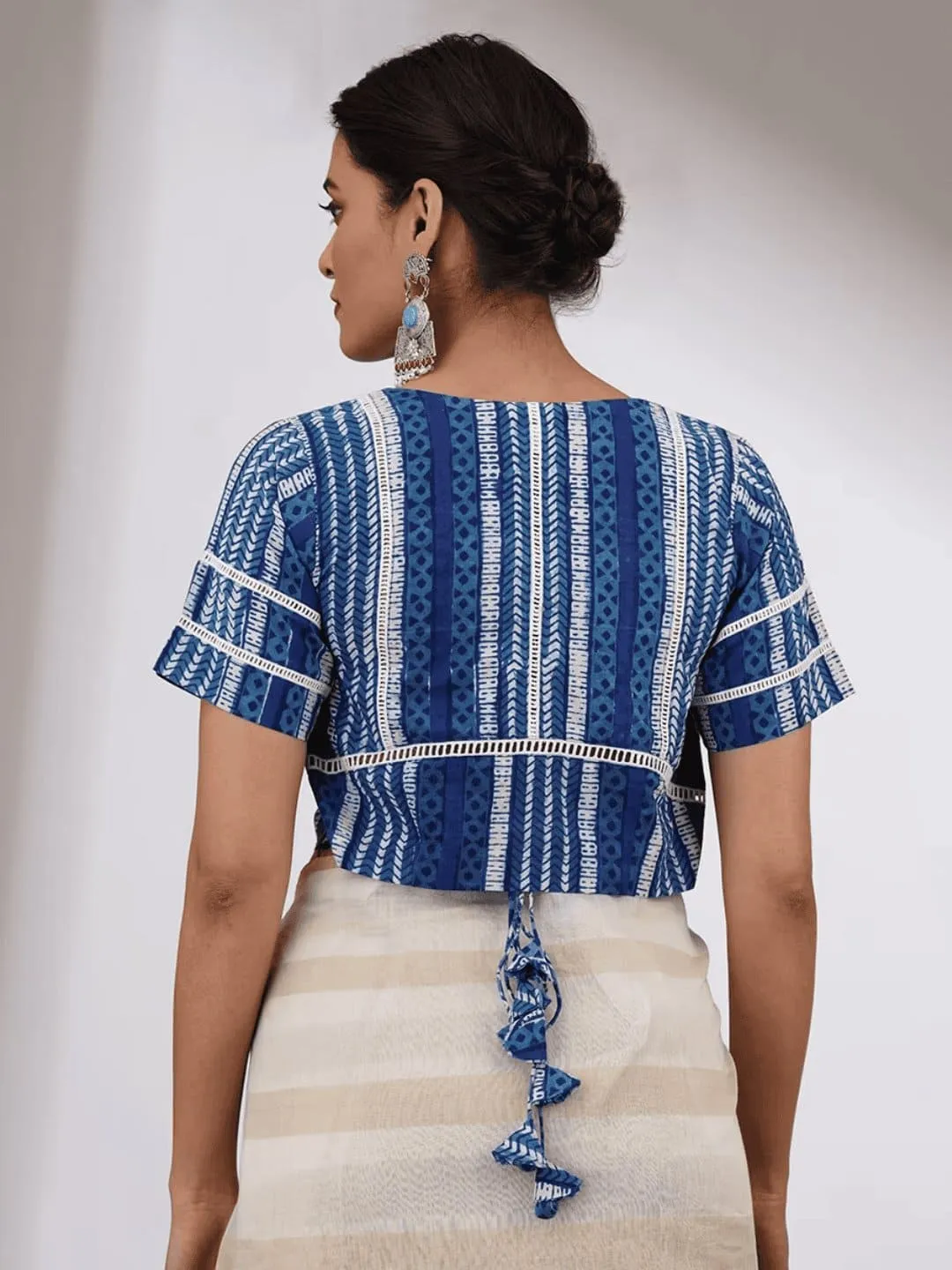 Indigo Blue Embroidered Cotton Blouse