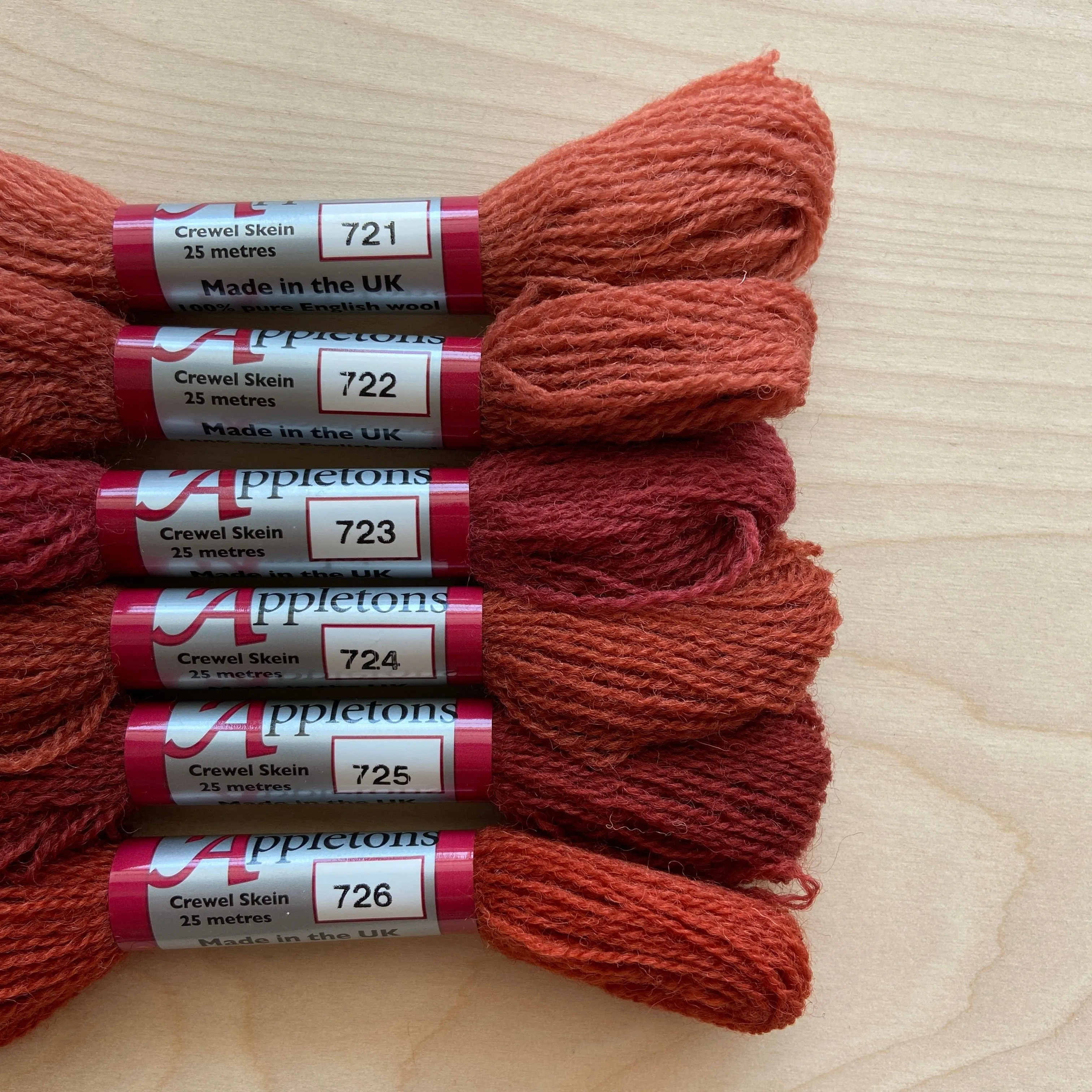 Individual Appletons Crewel Wool Skeins from the Paprika Colorway