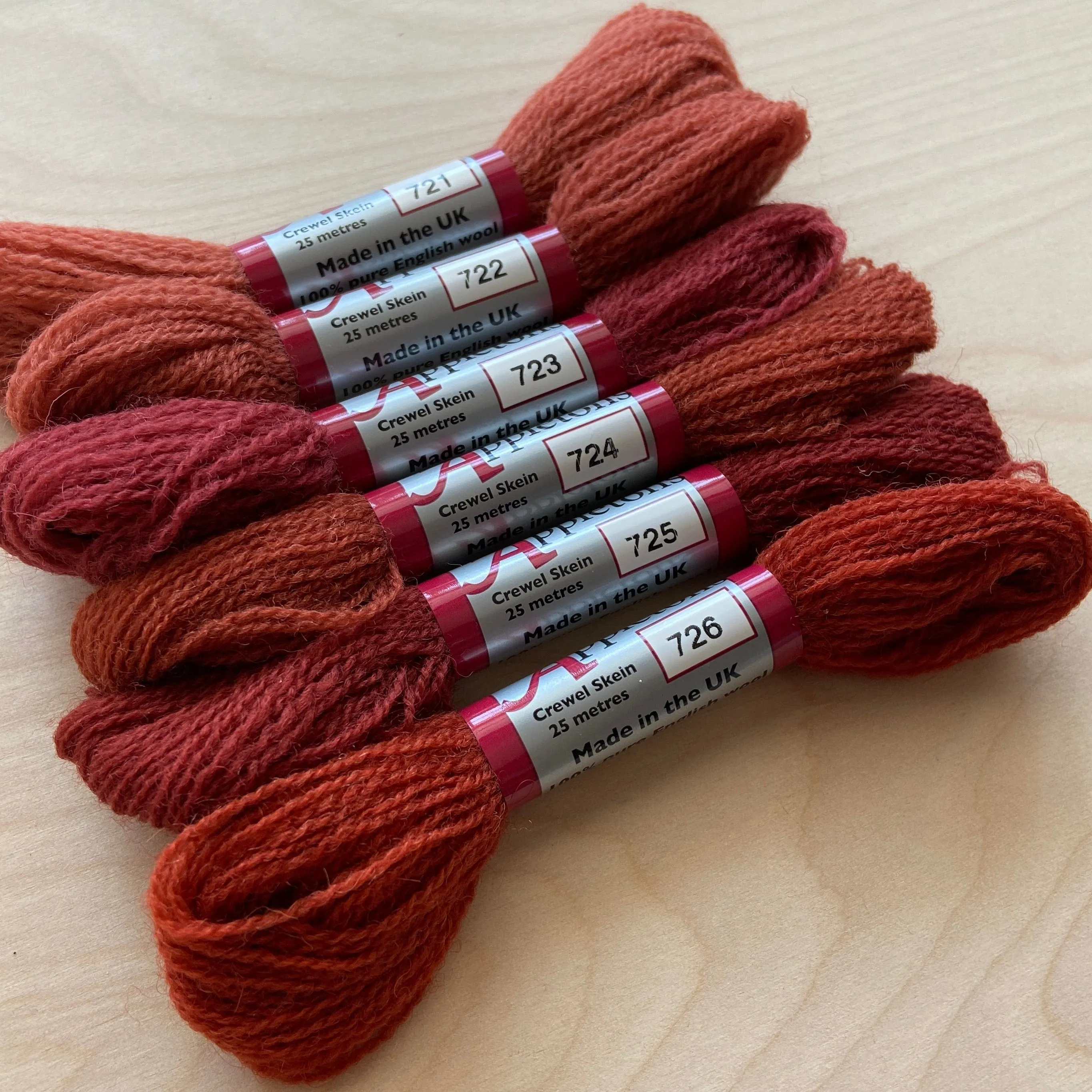 Individual Appletons Crewel Wool Skeins from the Paprika Colorway