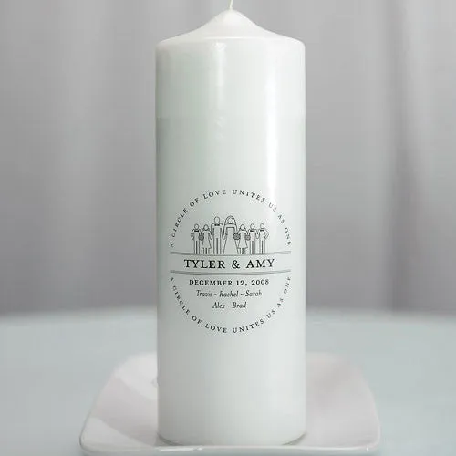 Interchangeable Family Crest Personalized Unity Candle White