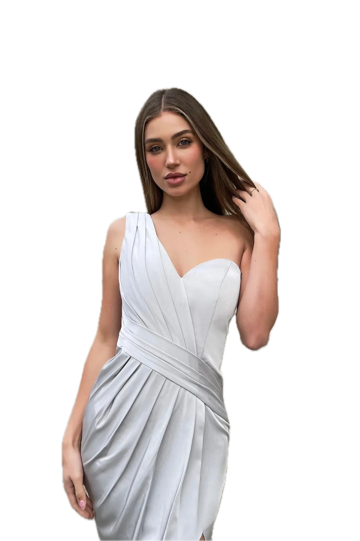 Jadore  Gown – Elegant One-Shoulder Evening Dress with Ruched Waist