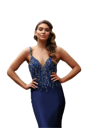 Jadore JX3001 Evening Gown – Elegant Mermaid Dress with Beaded Bodice and 3D Floral Details
