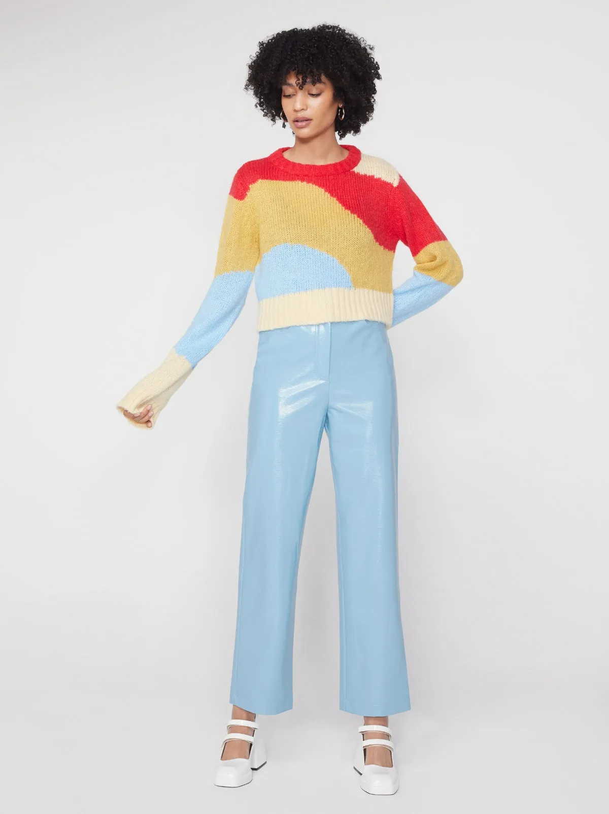 Janice Cornflower Blue Vinyl Trousers