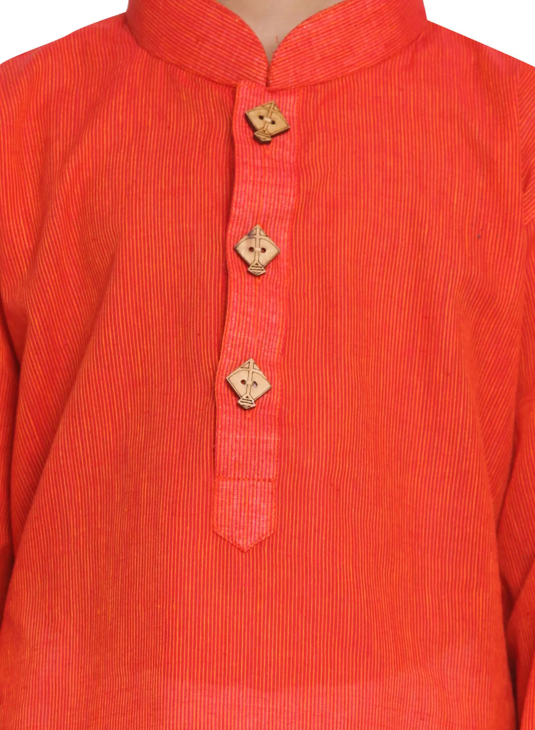 Jashvi Boy's Red Handloom Pure Cotton Kurta