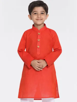 Jashvi Boy's Red Handloom Pure Cotton Kurta