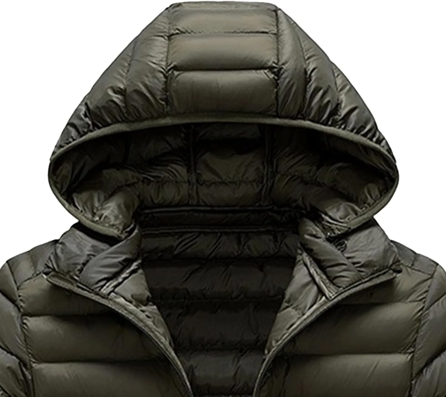 JEKE-DG Men's Removable Hooded Lightweight Puffer Jackets Waterproof Casual Down Coats Full Zip Slim Fit Quilted Coat