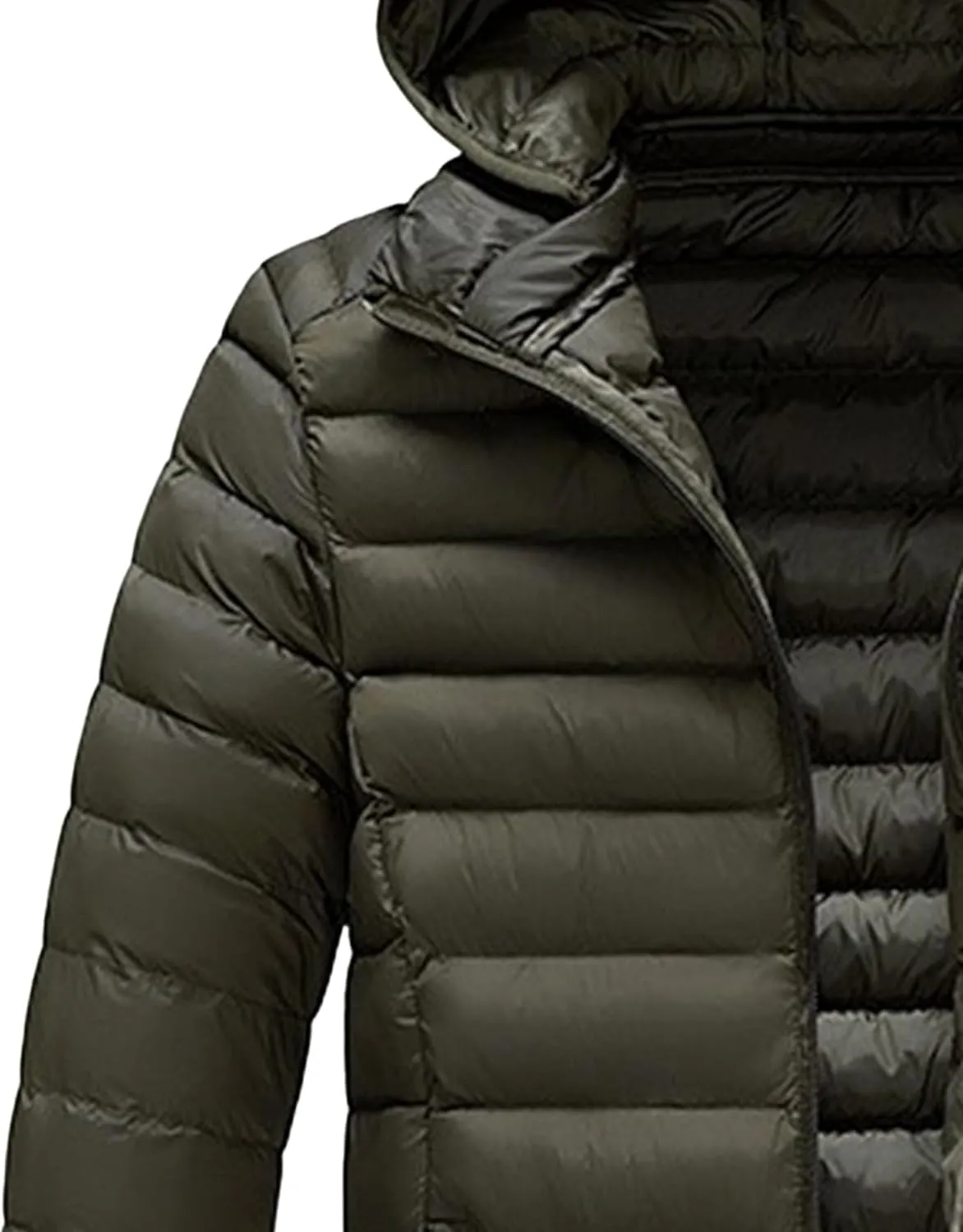 JEKE-DG Men's Removable Hooded Lightweight Puffer Jackets Waterproof Casual Down Coats Full Zip Slim Fit Quilted Coat