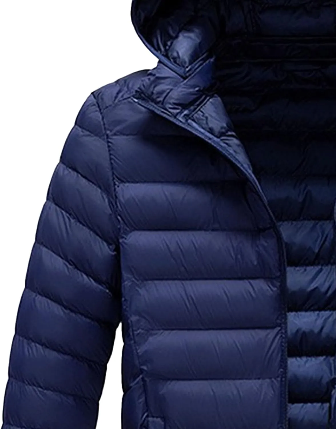 JEKE-DG Men's Removable Hooded Lightweight Puffer Jackets Waterproof Casual Down Coats Full Zip Slim Fit Quilted Coat