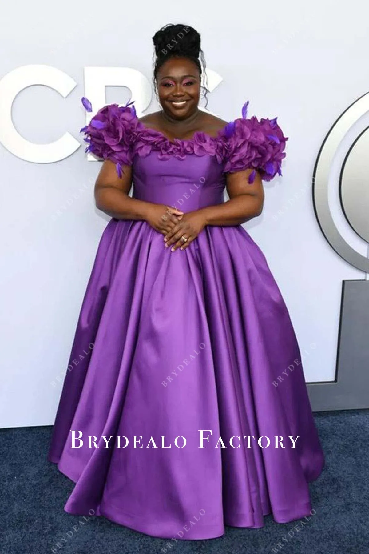 Jocelyn Bioh 2024 Tony Awards Purple Off Shoulder Dress
