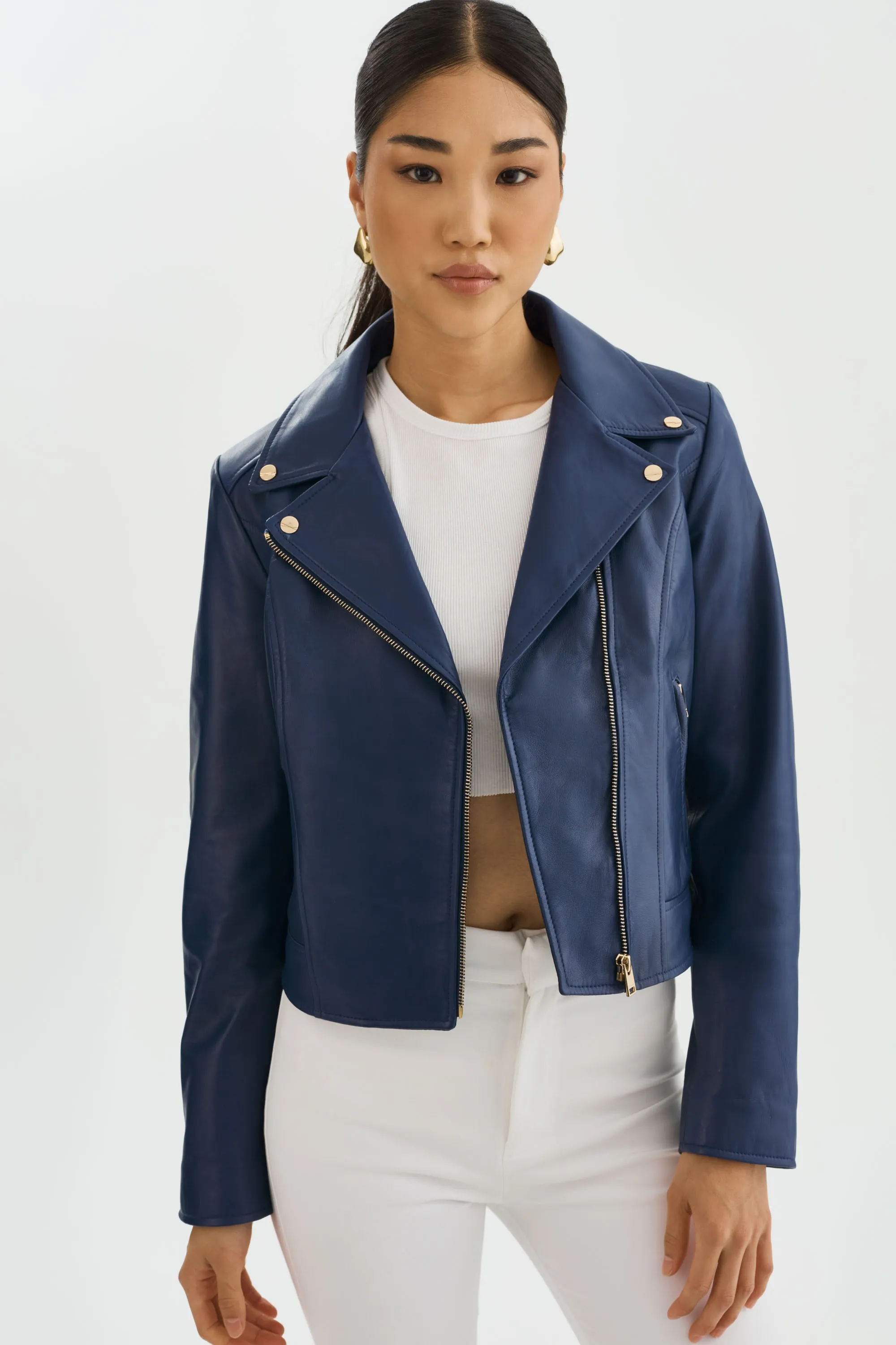 KELSEY GOLD | Leather Biker Jacket