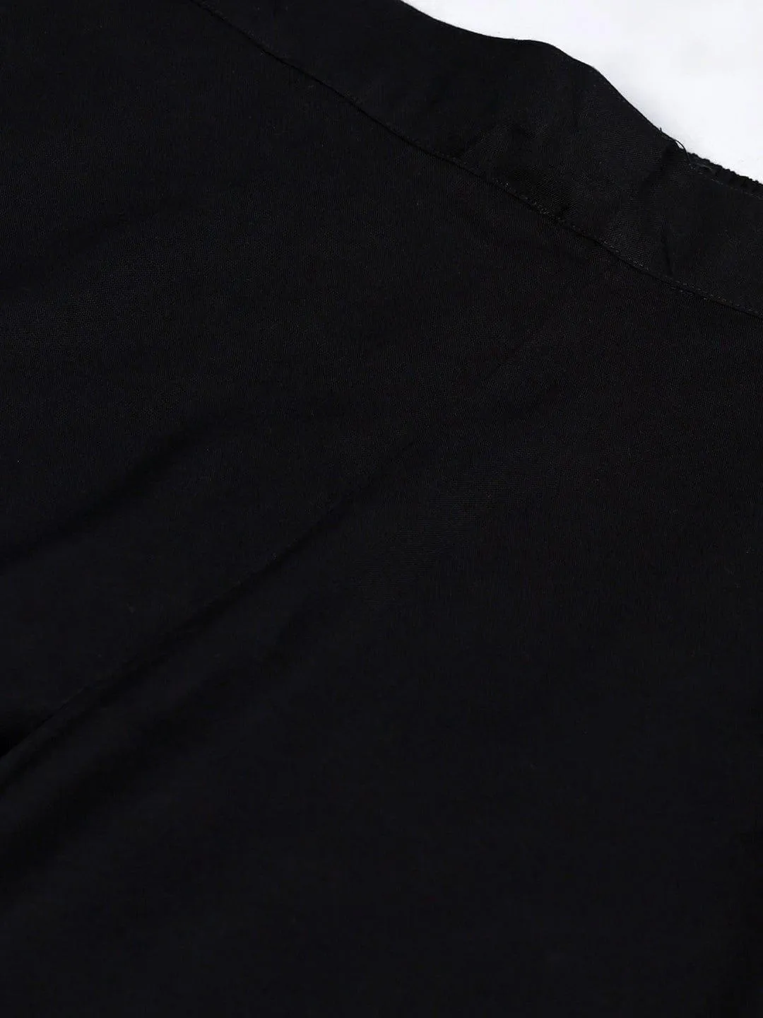 KSUT Black Solid Straight Cropped Palazzos