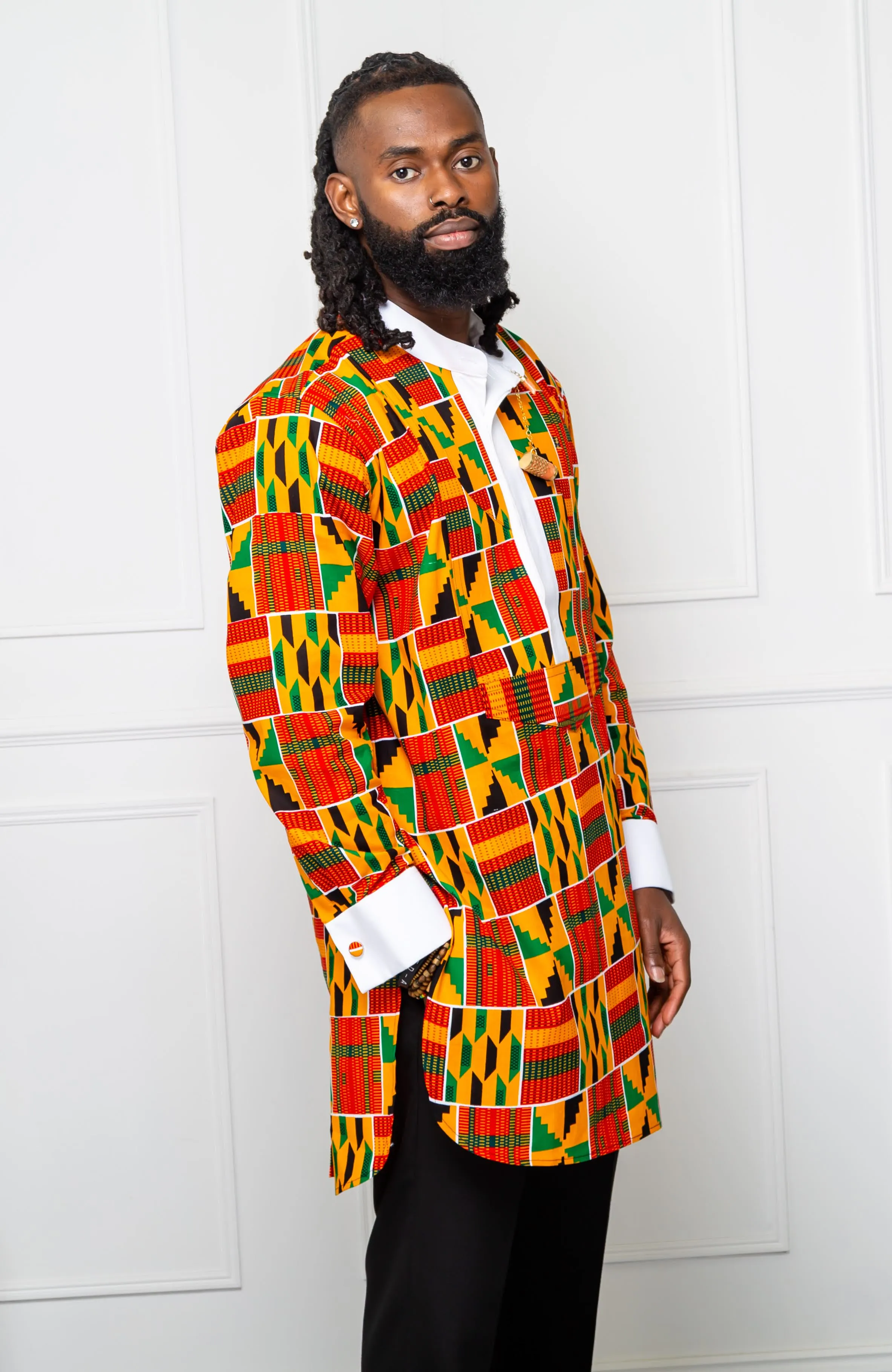 Long Length Etibo Shirt | African Print Etibo Shirt - KENDRICK