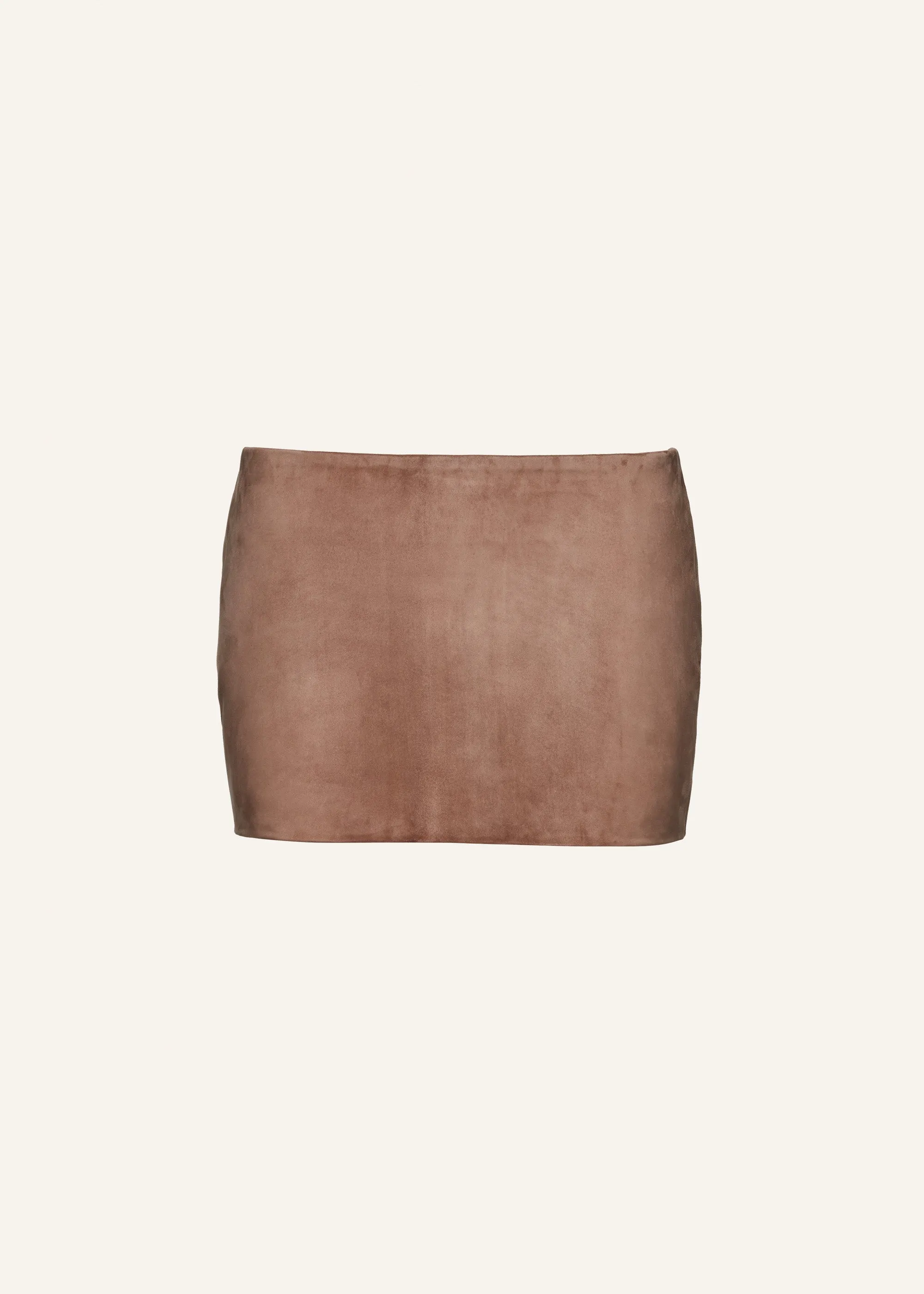 Low waist tailored mini skirt in brown suede