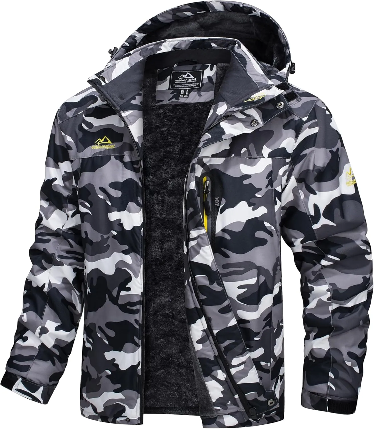 MAGCOMSEN Men's Winter Coats Water Resistant Snow Ski Jacket Fleece Lined Parka 5 Pockets
