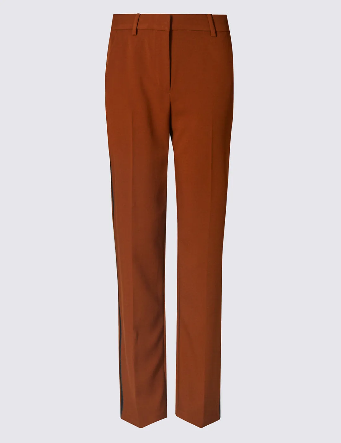 M&S Womens Brown Side Stripe Trousers
