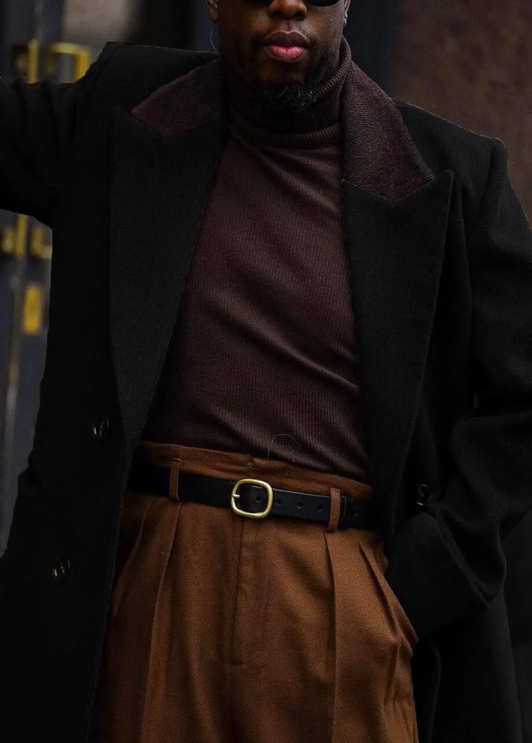 Man's Double Breasted Full Length Trench Coat Mens Casual Notch Lapel Long Jacket Peacoat Wool Blend Winter