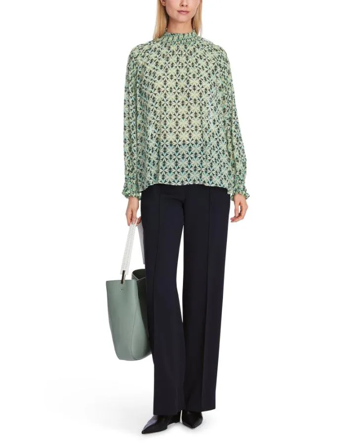 Marc Cain Malachite Print Smocked Blouse