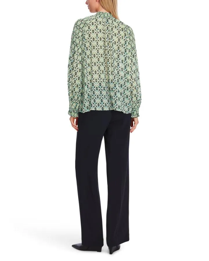 Marc Cain Malachite Print Smocked Blouse