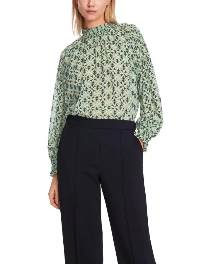 Marc Cain Malachite Print Smocked Blouse
