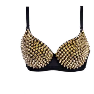 Mardi Gras Festival Spiky Bra - Gold & Silver