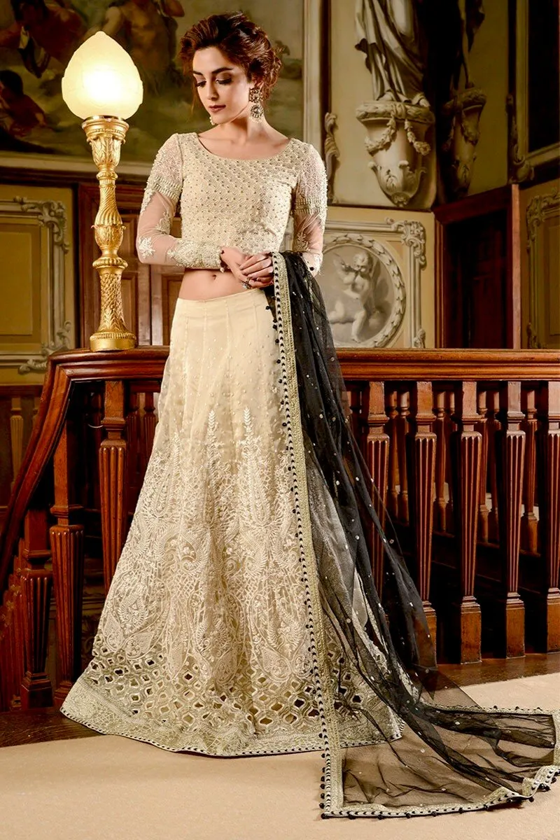 MARIA.B MBROIDERED Wedding Edition – Cream & Black (BD-1201)