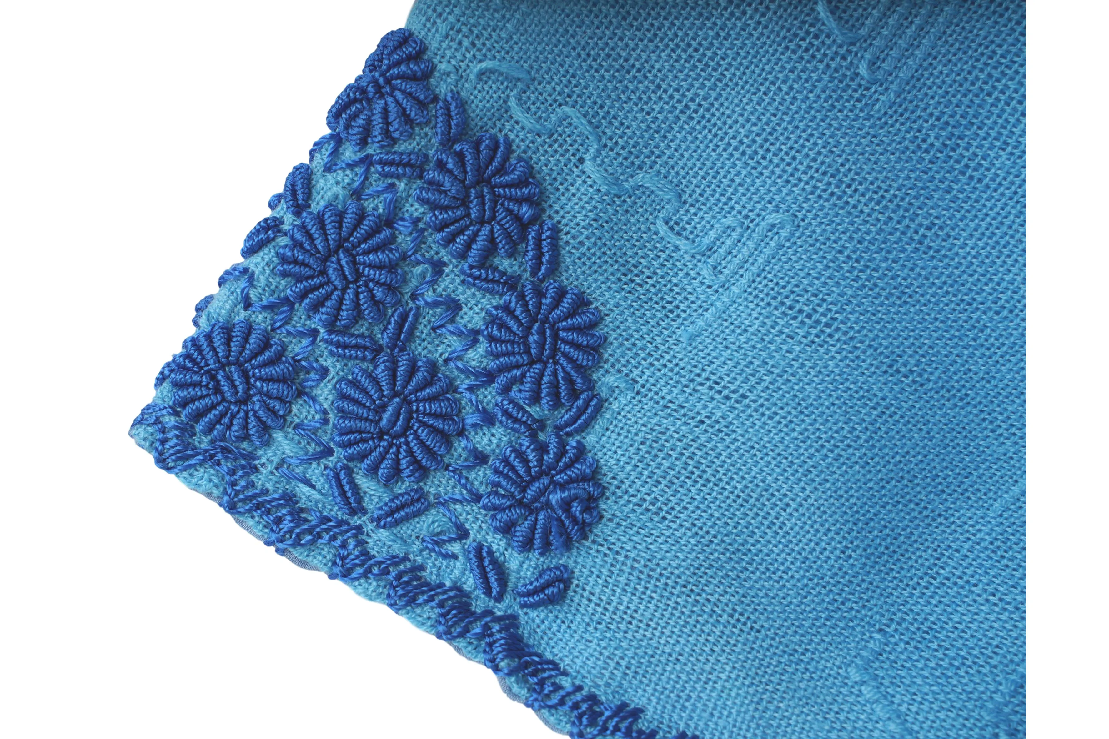 Martha Guatemalan Blouse in Cornflower Blue