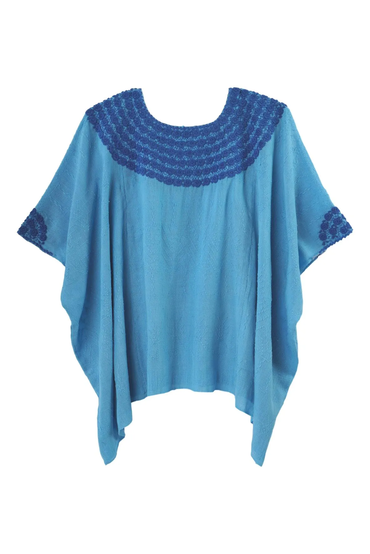 Martha Guatemalan Blouse in Cornflower Blue