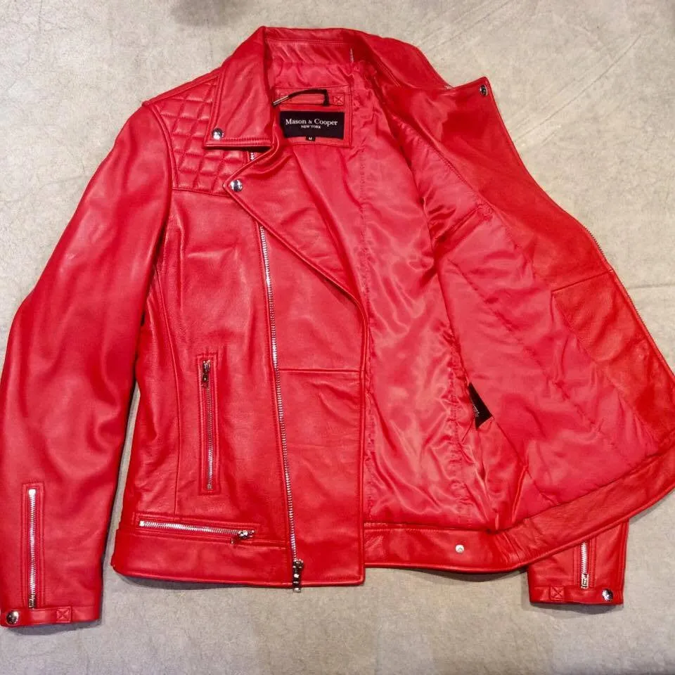 Mason & Cooper Red Astor Biker Jacket