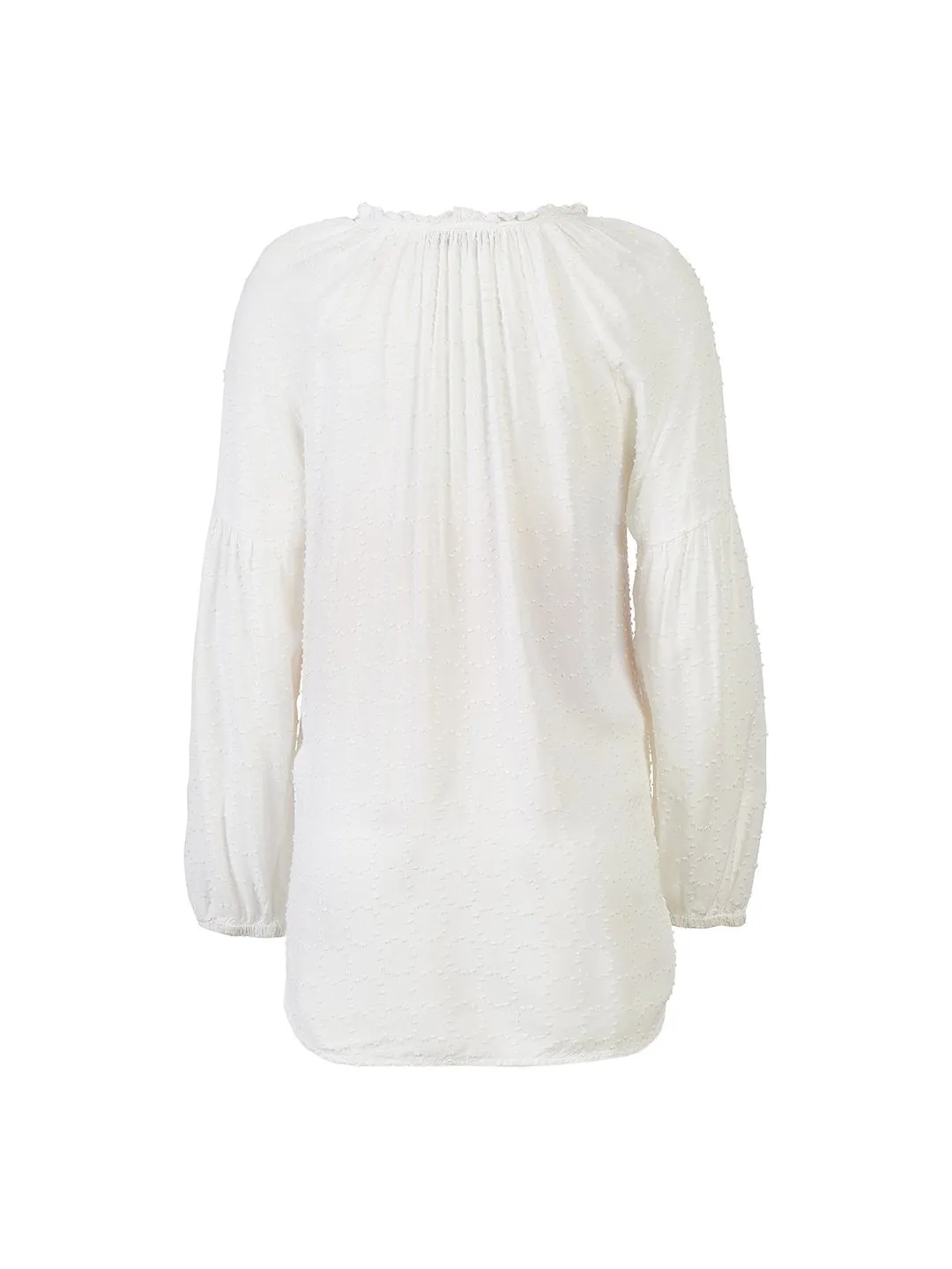 Maternity Clip Dot Split Neck Blouse in White