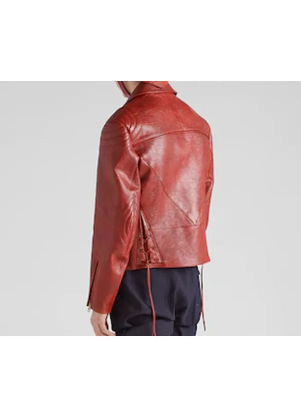 Men's Cafe Racer Red Biker Leather Jacket