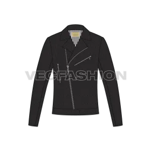 Mens Classic Biker Jacket Vector Template