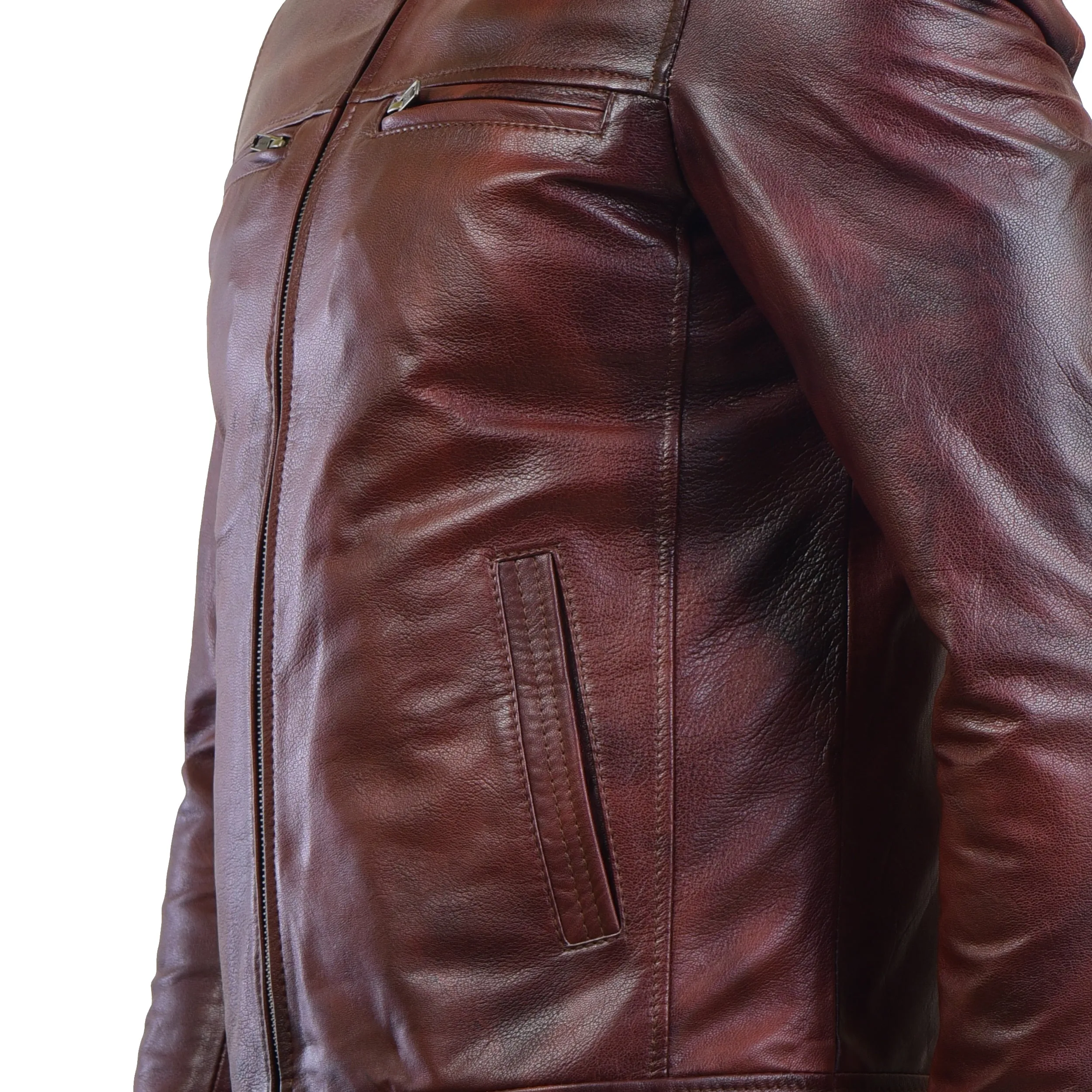 MENS LEATHER JACKET 410142(2 TONE)