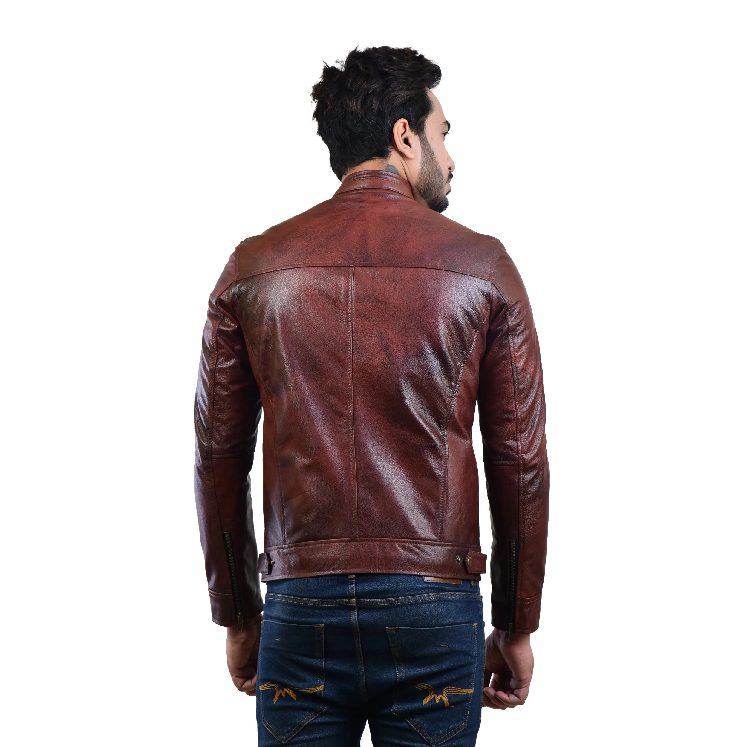 MENS LEATHER JACKET 410142(2 TONE)