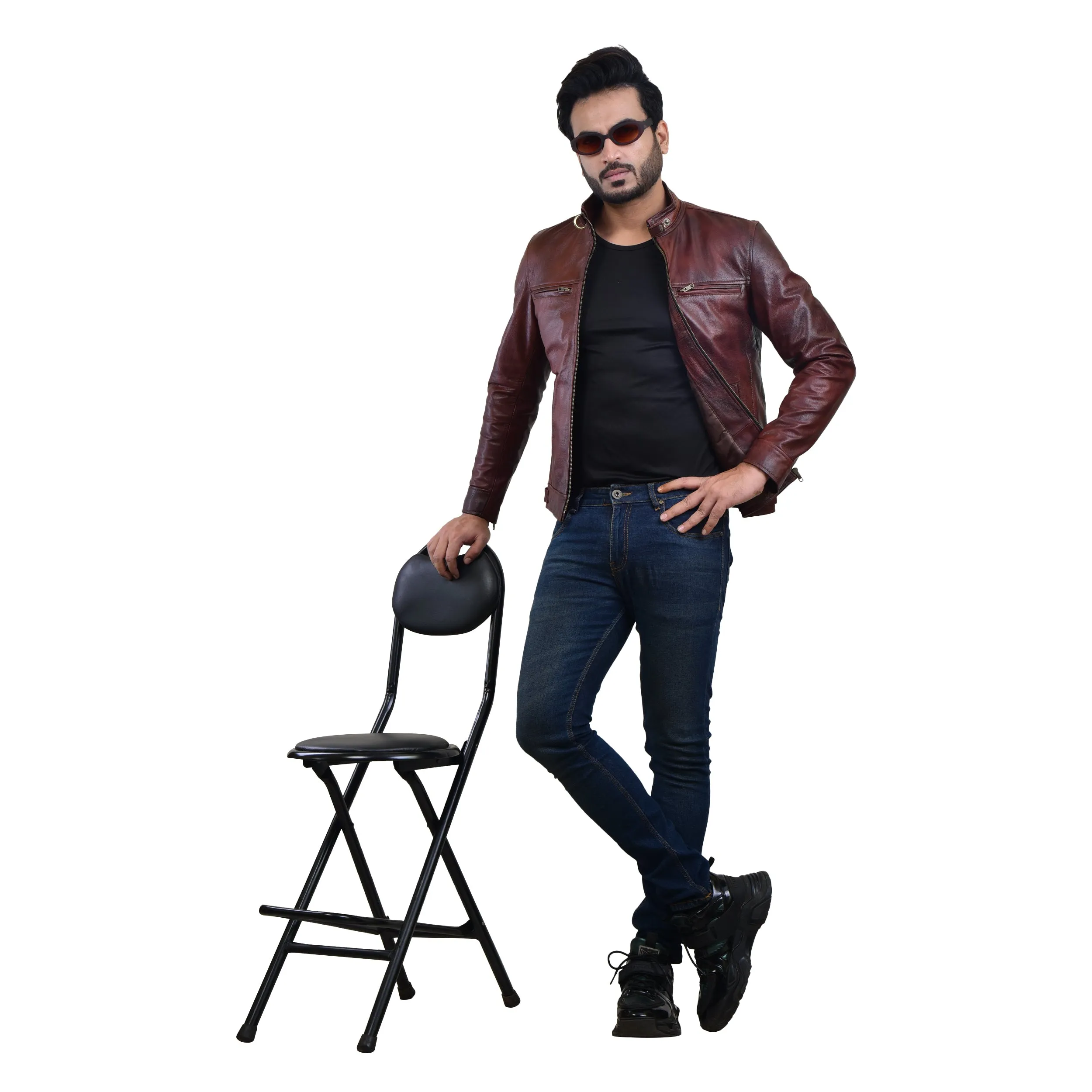 MENS LEATHER JACKET 410142(2 TONE)