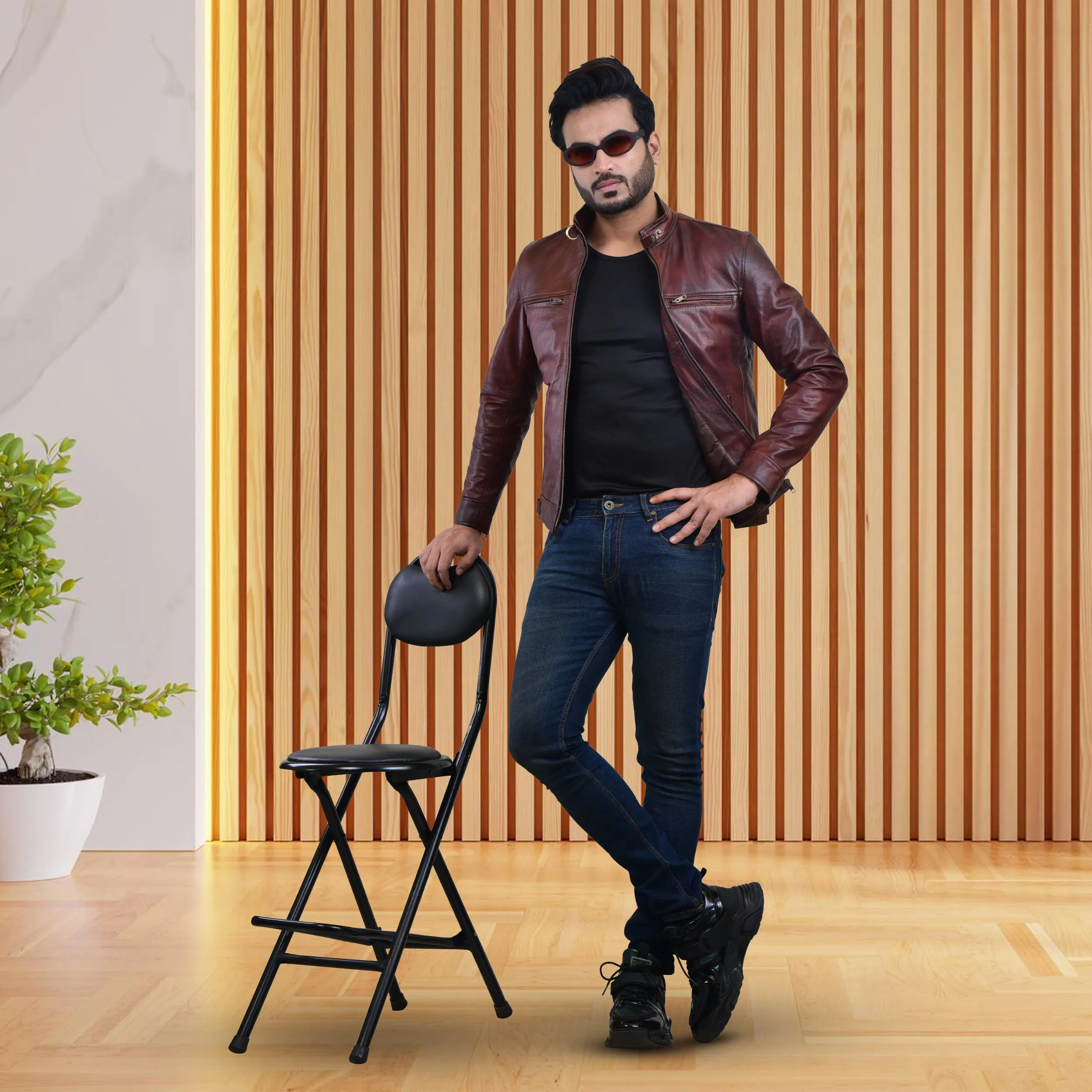 MENS LEATHER JACKET 410142(2 TONE)