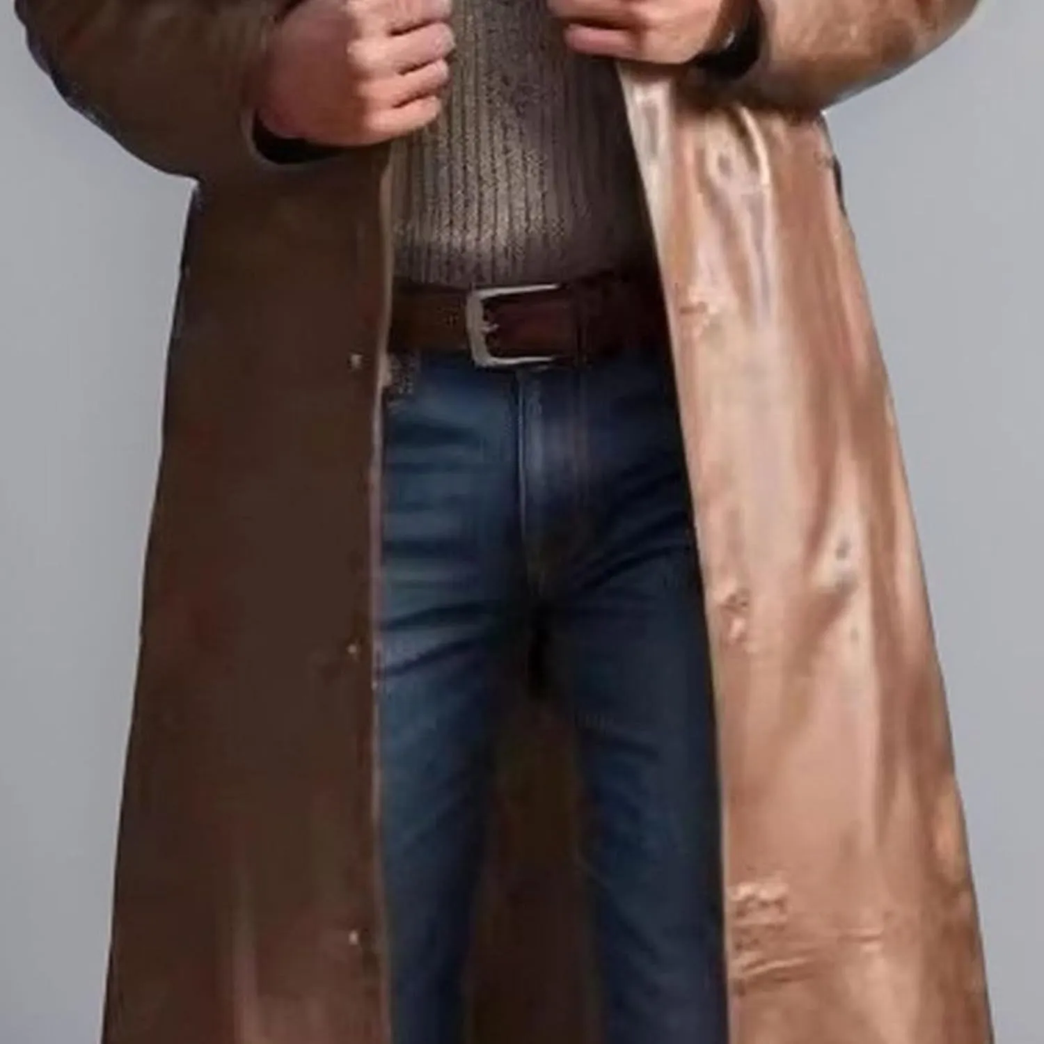 Mens Leather Trench Coat Faux Leather Vintage Long Jacket Fashion Steampunk Gothic Jackets Full Length Overcoat