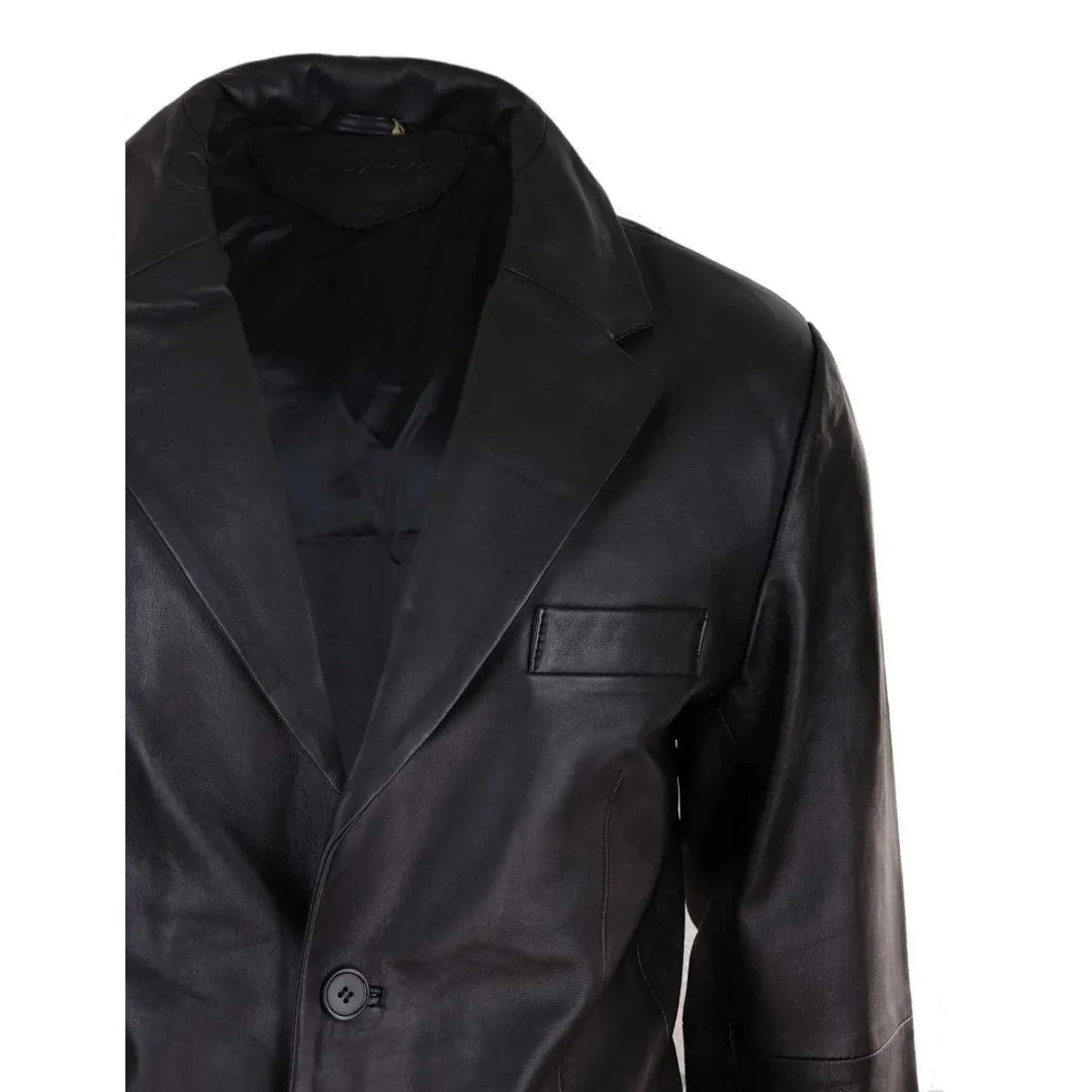 Mens Regular Fit Classic Genuine Leather 2 Button Blazer Jacket Vintage