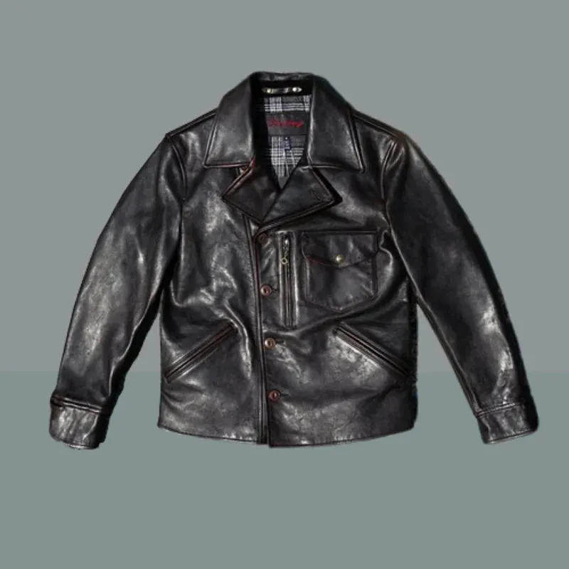 Men's Tea Core Horsehide Leather Jacket - Motorcycle Style Outwear