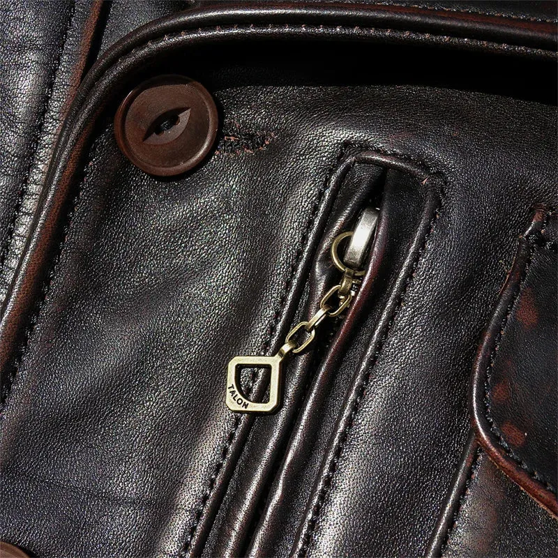 Men's Tea Core Horsehide Leather Jacket - Motorcycle Style Outwear