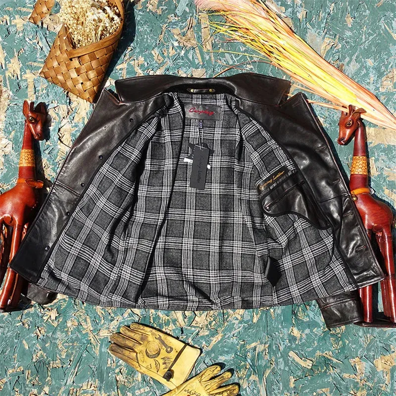 Men's Tea Core Horsehide Leather Jacket - Motorcycle Style Outwear