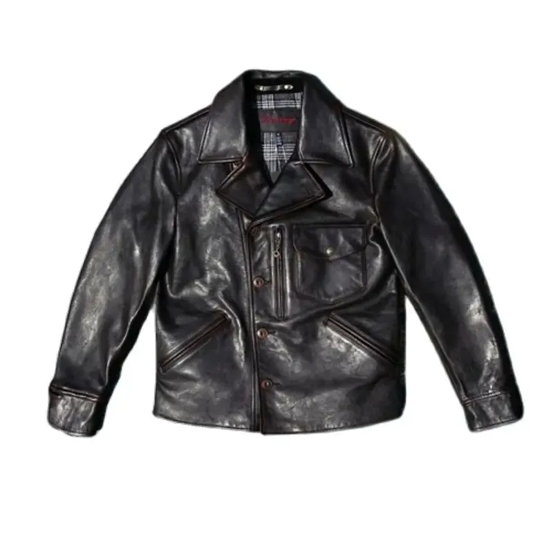 Men's Tea Core Horsehide Leather Jacket - Motorcycle Style Outwear