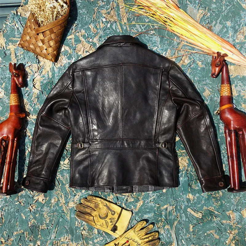 Men's Tea Core Horsehide Leather Jacket - Motorcycle Style Outwear