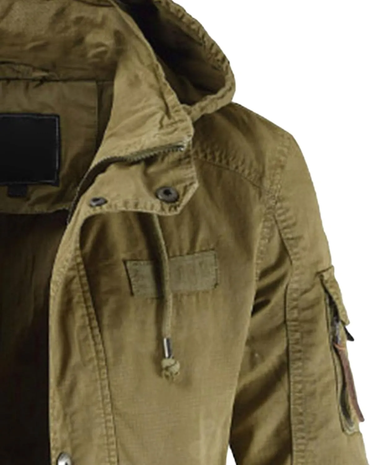 Men's Winter Jacket Fleece Cotton Drawstring Military Coat Parka Jacket Thicken Casual Cargo Bomber Jacket