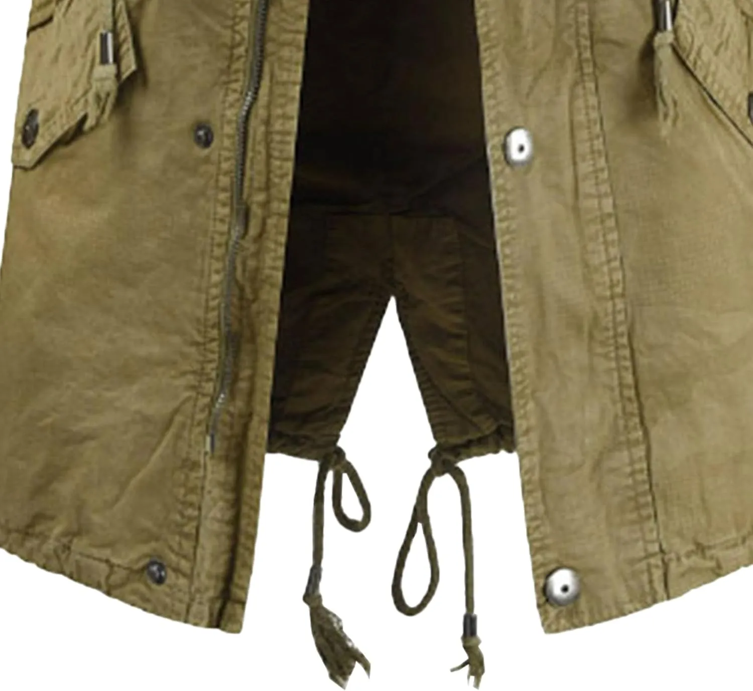 Men's Winter Jacket Fleece Cotton Drawstring Military Coat Parka Jacket Thicken Casual Cargo Bomber Jacket