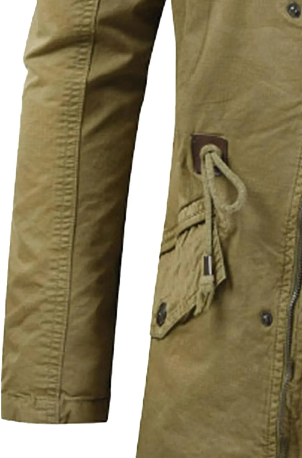 Men's Winter Jacket Fleece Cotton Drawstring Military Coat Parka Jacket Thicken Casual Cargo Bomber Jacket