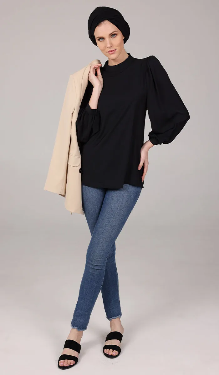 Nariman Essential Everyday Blouse - Black- Final Sale