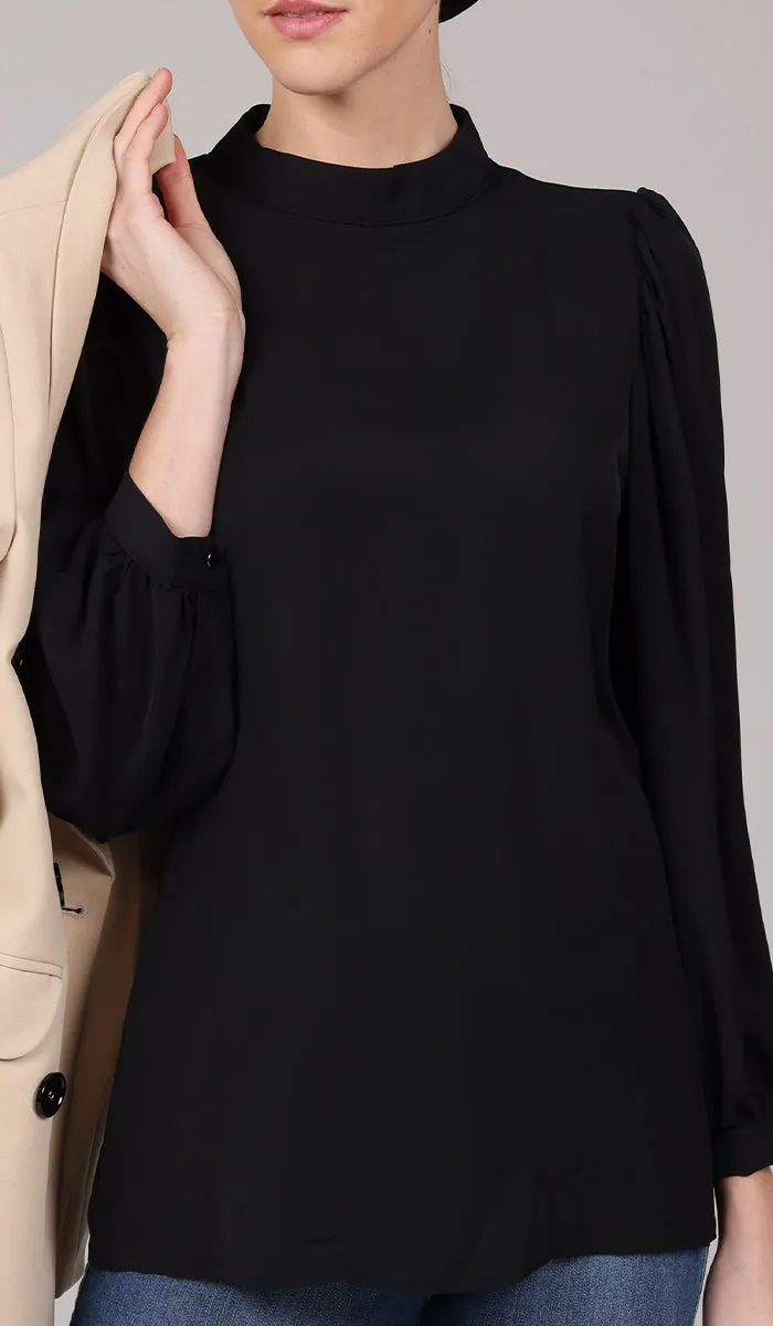 Nariman Essential Everyday Blouse - Black- Final Sale