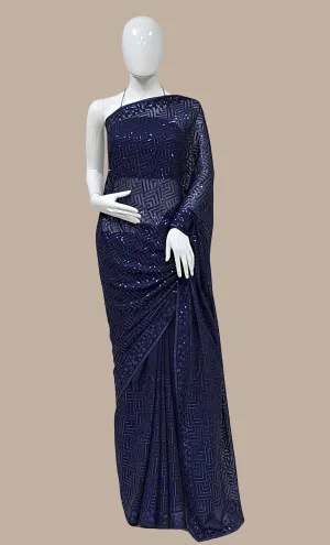 Navy Sequin Embroidered Sari