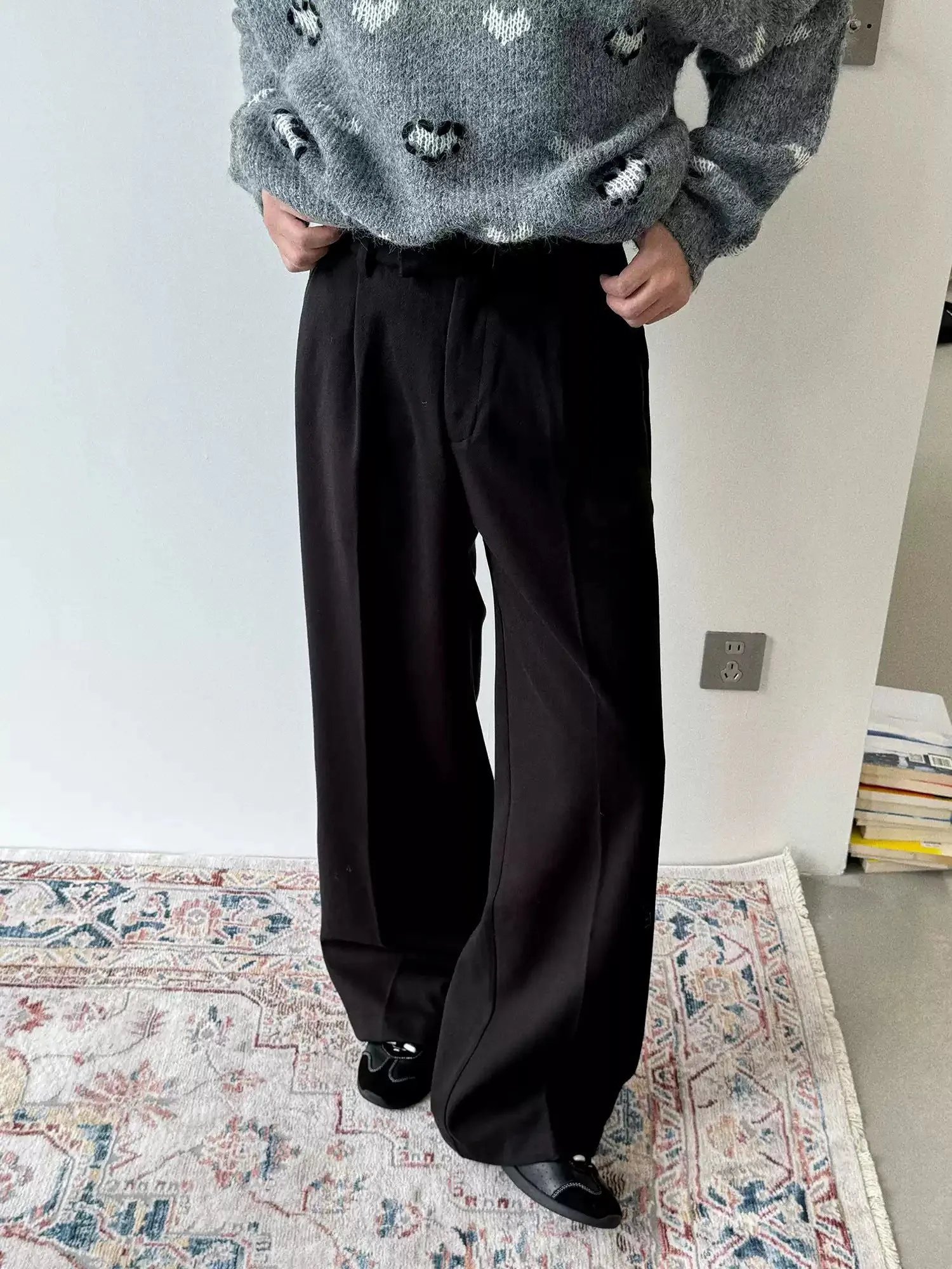 Nine Pleated Straight Trousers